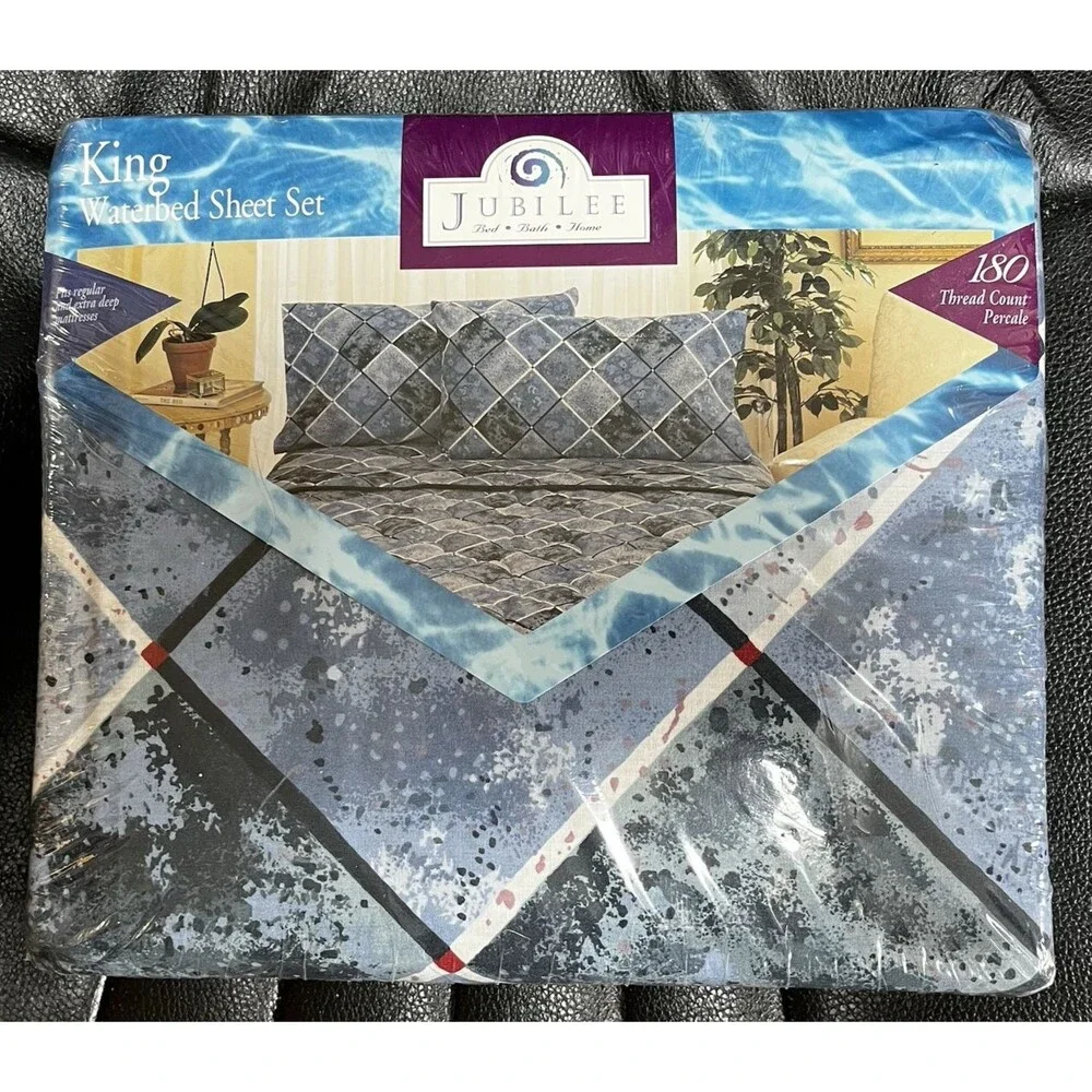 Vintage Jubilee KING Size Waterbed Sheet Set 180 Thread Count Soft Percale NEW